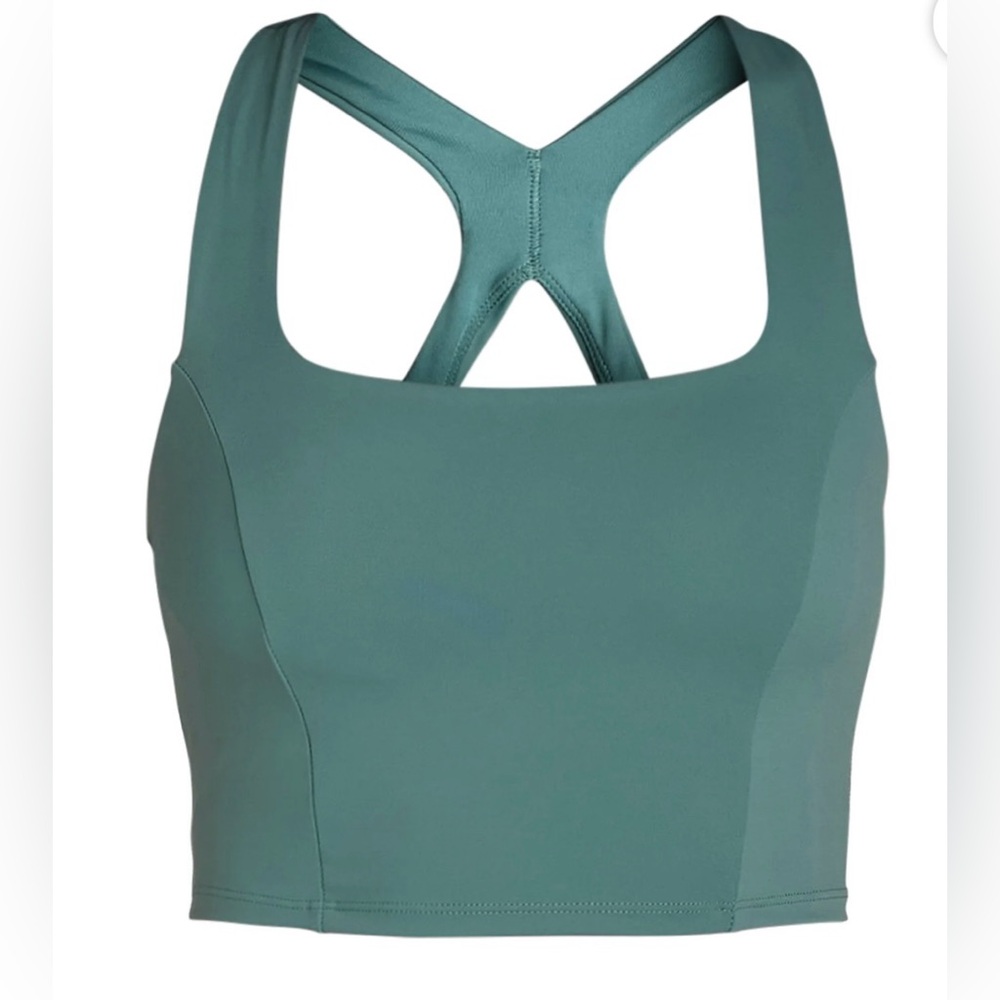 AVIA Teal Square Neck Sports Bra Large Medium Support Racerback Longline NWT
